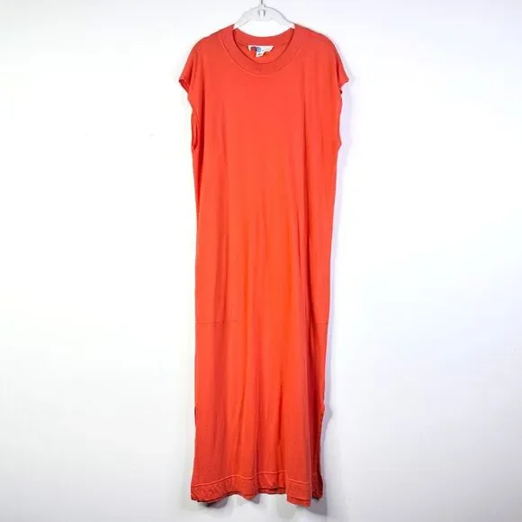 Free People | Dresses | Free People Fp Beach Dress Women M L Red Orange  Tshirt Midi Knit Cotton Boho | Poshmark
